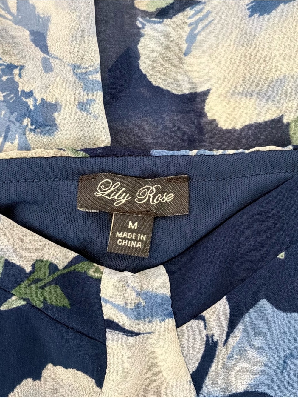 Lily Rose Blue Floral High-Low Wrap Faux Midi Dress Size M - Picture 7 of 10